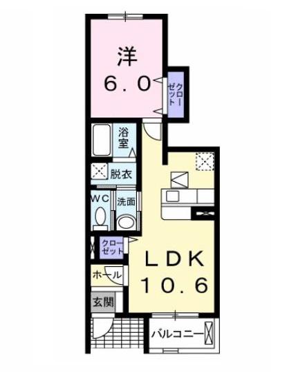 アトリューム A(1LDK/1階)の間取り写真