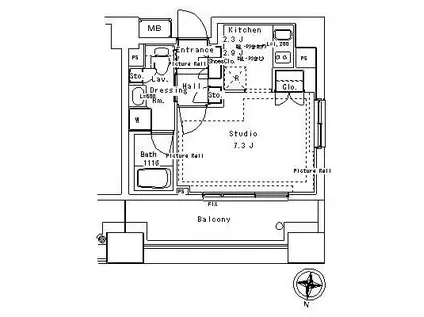 パークアクシス御茶ノ水ステージ(1K/4階)の間取り写真