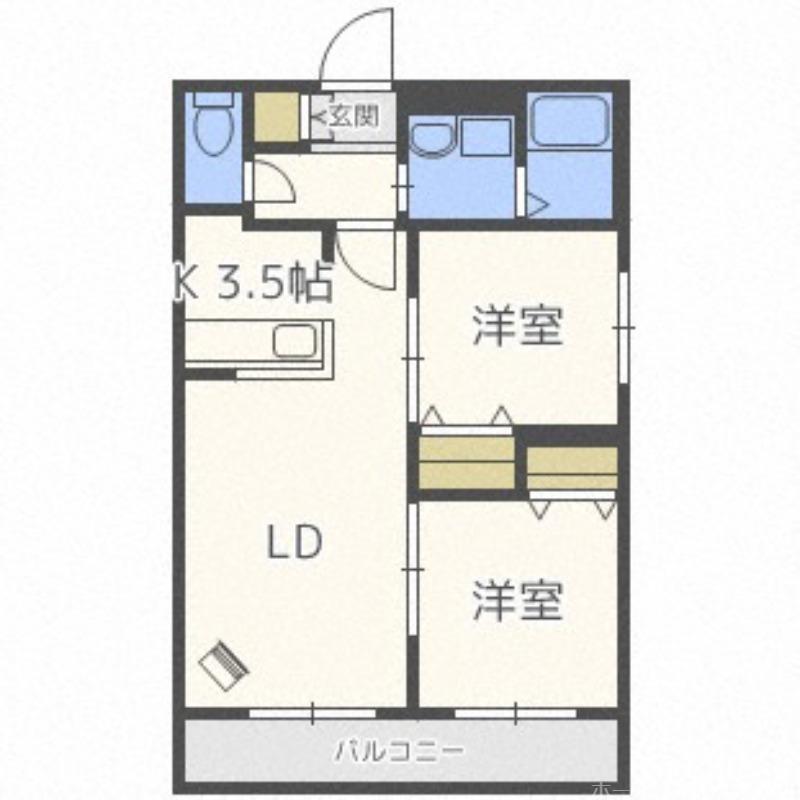 アルファスクエア平岸4条(2LDK/4階)の間取り写真