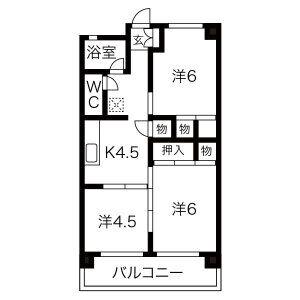 第1モナミマンション(3K/3階)の間取り写真