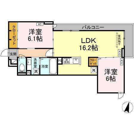 オードリーコート(2LDK/3階)の間取り写真