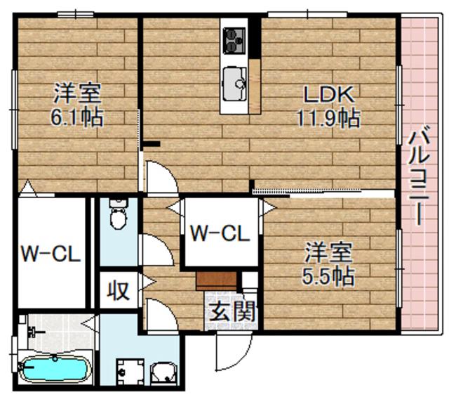 SIRIUSβ棟(2LDK/3階)の間取り写真