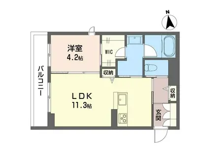 セリシール城東(1LDK/1階)の間取り写真
