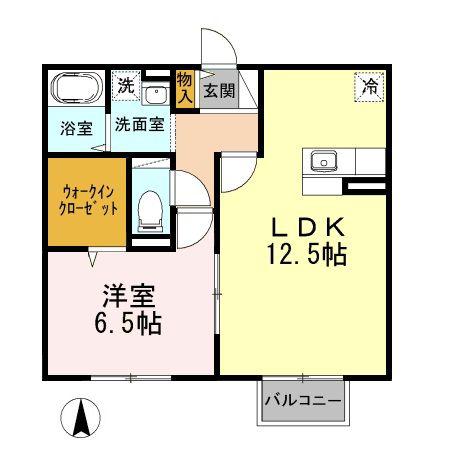 コーポビューラー1(1LDK/2階)の間取り写真