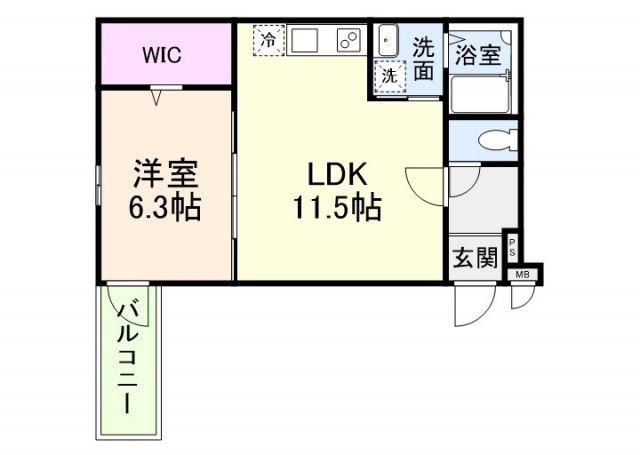 JTガーデン徳庵(1LDK/3階)の間取り写真