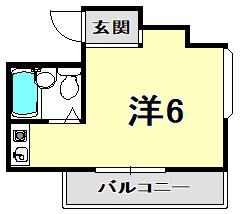 グランディア甲東園(ワンルーム/2階)の間取り写真