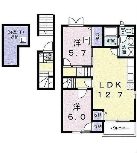 ラヴィーナIII(2LDK/2階)の間取り写真