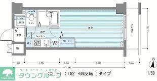 レジディア多摩川(1K/4階)の間取り写真