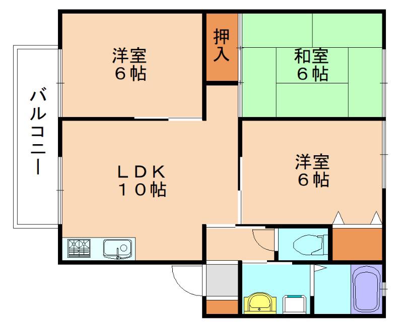 メルベーユハイツ(3LDK/2階)の間取り写真