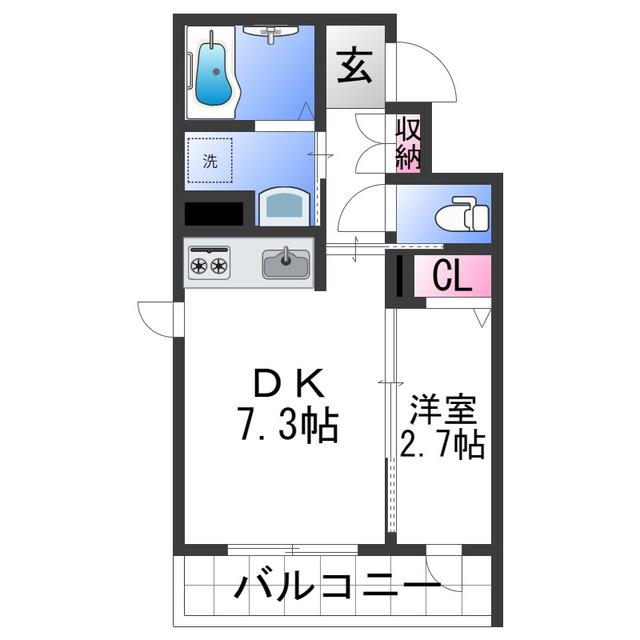 ベレオ鷺ノ森(1DK/1階)の間取り写真