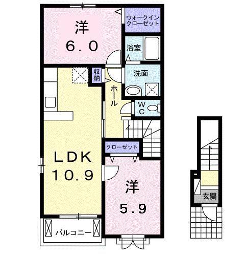 プラシード(2LDK/2階)の間取り写真