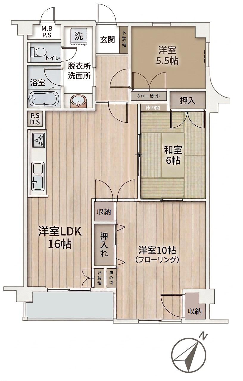 サンビューハイツ南青山(3LDK/1階)の間取り写真