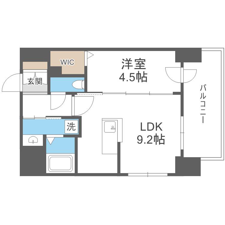 プライマル札幌桑園(1LDK/10階)の間取り写真