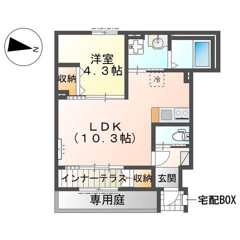 リファインド レジデンス(1LDK/1階)の間取り写真