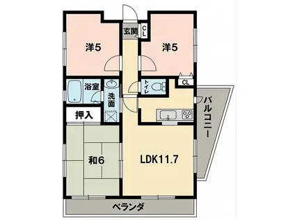 サニーハイツ(3LDK/2階)の間取り写真