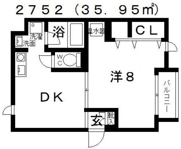 パスサイド21(1DK/3階)の間取り写真