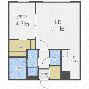 OBTNIR COULEUR (1LDK/4階)の間取り写真