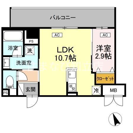 ヴィラ トルチュ東刈谷(1LDK/2階)の間取り写真