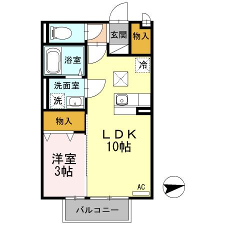 アンジュ(1LDK/2階)の間取り写真