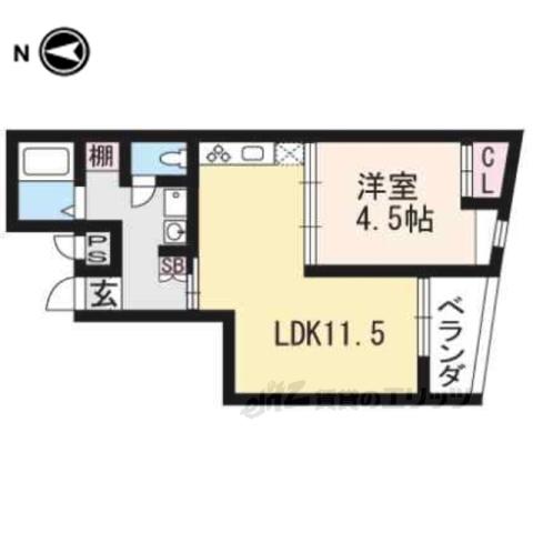 スカイコート勧修(1LDK/3階)の間取り写真