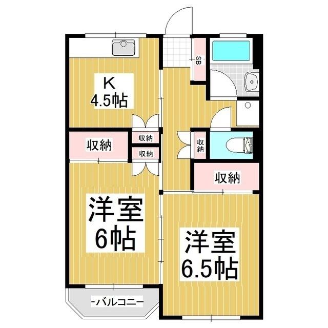 マンション大桐(2K/1階)の間取り写真