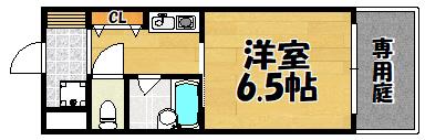 中島ハイツ(1K/1階)の間取り写真