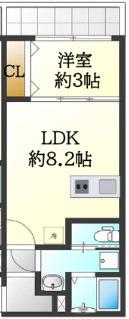 ステリア森之宮(1LDK/3階)の間取り写真