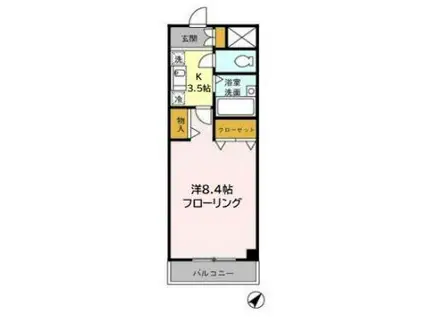 コアロード春日(1K/3階)の間取り写真