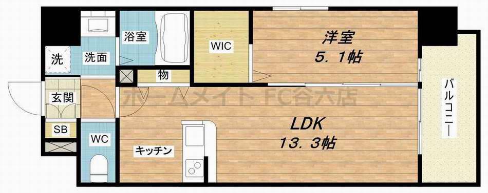 LE CEDRE天神橋(1LDK/4階)の間取り写真