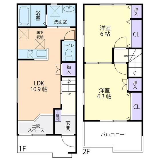 SUNNY HILLS K(2LDK/1階)の間取り写真