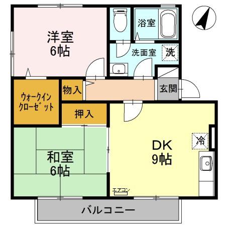 セントラルハイム A(2DK/1階)の間取り写真