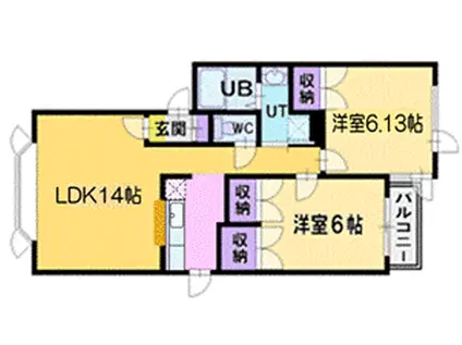 サニータウンサウス館(2LDK/2階)の間取り写真