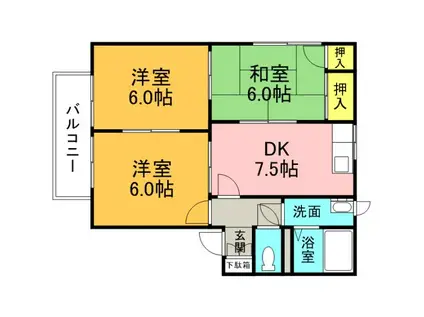 ピュアタウン(2LDK/1階)の間取り写真