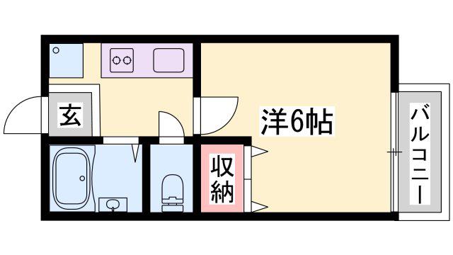 ノーブル青山II(1K/2階)の間取り写真