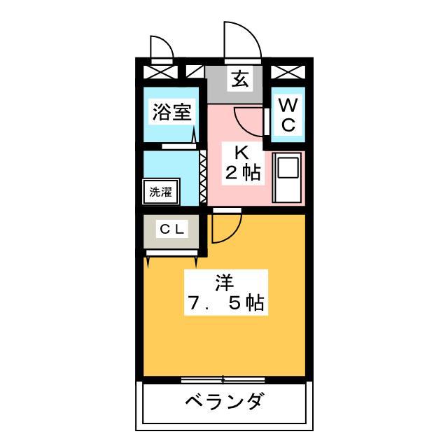 ドエルYS(1K/1階)の間取り写真
