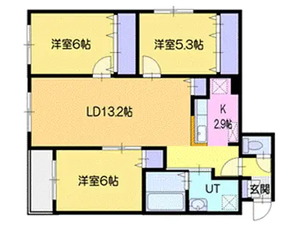 パーフェクトパートナーレジデンス A棟(3LDK/2階)の間取り写真