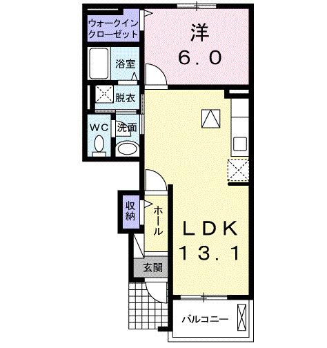 フォルトーナ B(1LDK/1階)の間取り写真