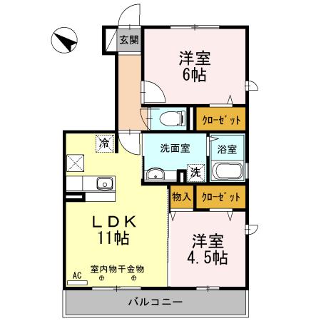 リバーサイドガーデン(2LDK/1階)の間取り写真