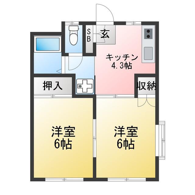 エーデルハイツ(2K/3階)の間取り写真