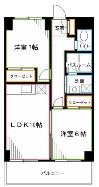 ディ フロイデェ(2LDK/2階)の間取り写真