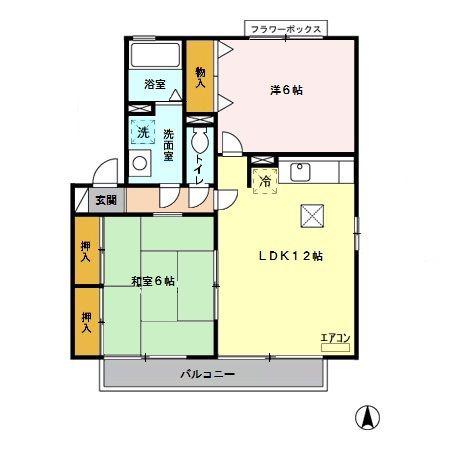エクセルこだま(2LDK/1階)の間取り写真