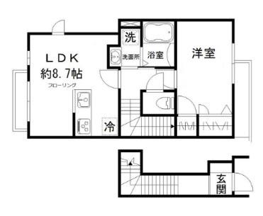 リベルテ池田山(1LDK/2階)の間取り写真