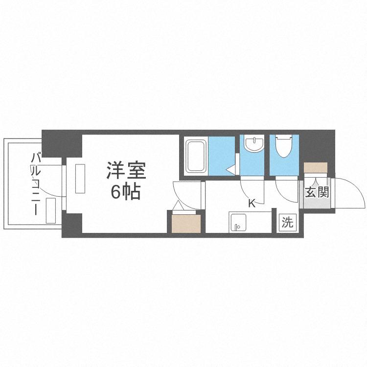 プレサンス松屋町ヴェルデス(1K/6階)の間取り写真