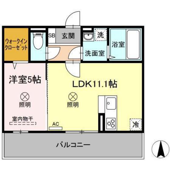 メセタ A棟(1LDK/2階)の間取り写真