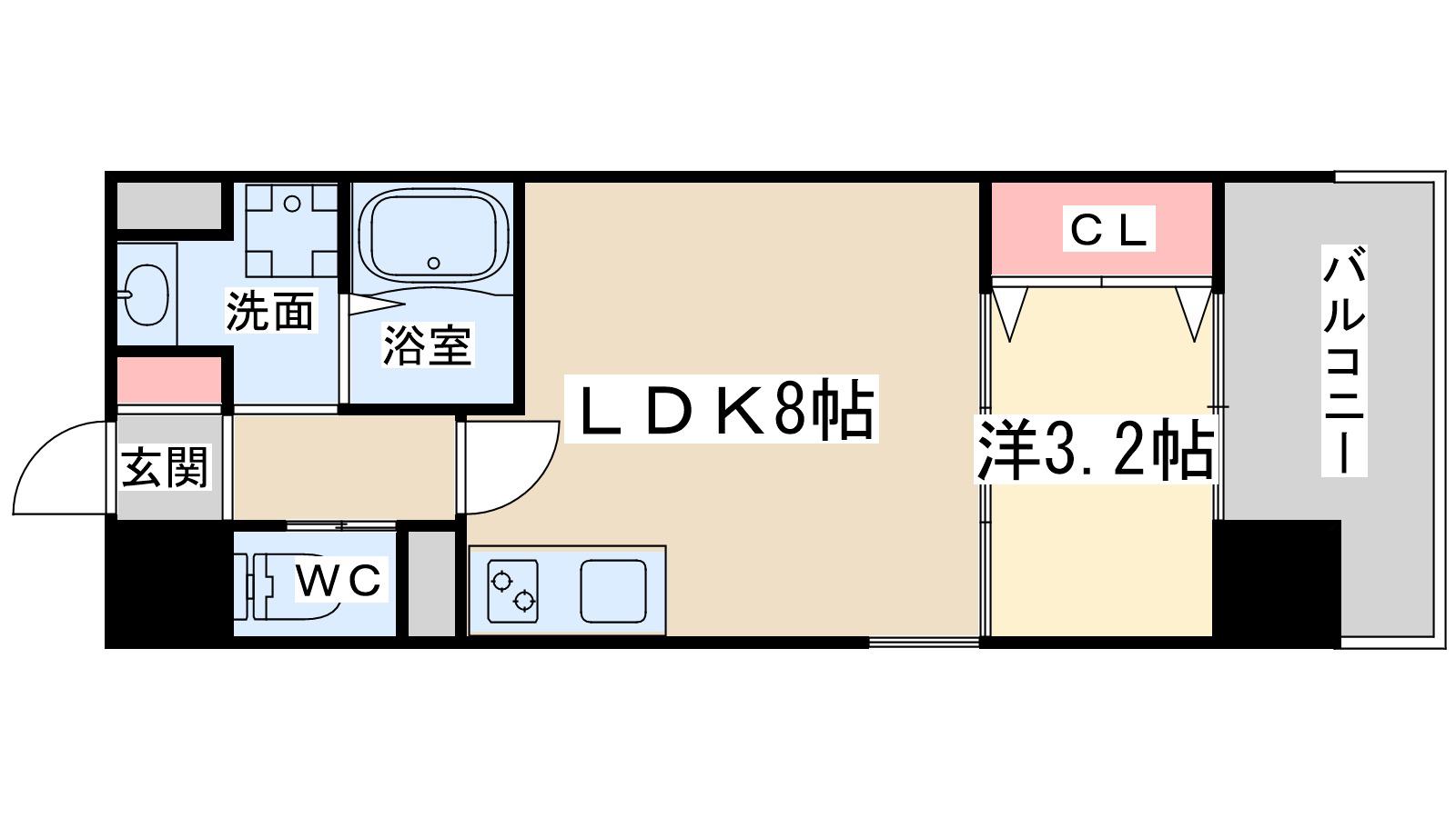 ビガーポリス486与力町公園Ⅱ(1LDK/12階)の間取り写真