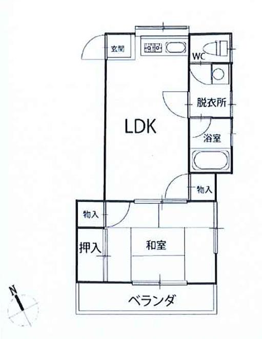 アパートAMI(1LDK/1階)の間取り写真