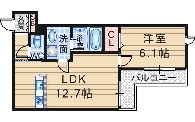 HINOSOLARE(1LDK/1階)の間取り写真
