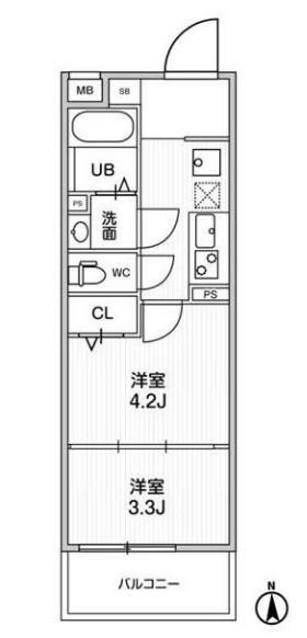 アルティザ葛西(2K/2階)の間取り写真
