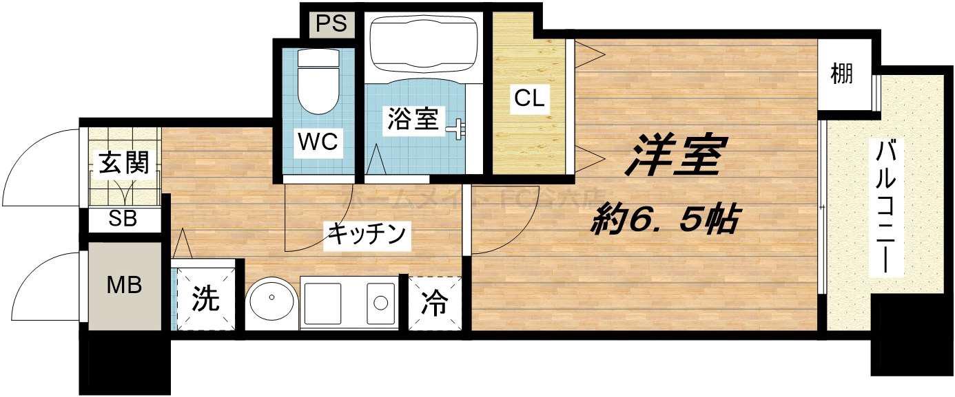ランドマークシティ大阪城南第2(1K/5階)の間取り写真