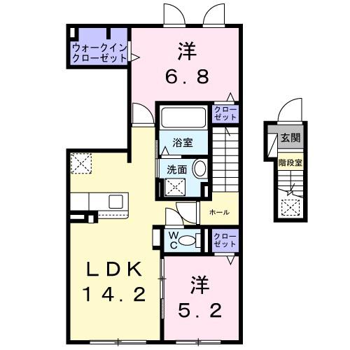 ソナーレII(2LDK/2階)の間取り写真
